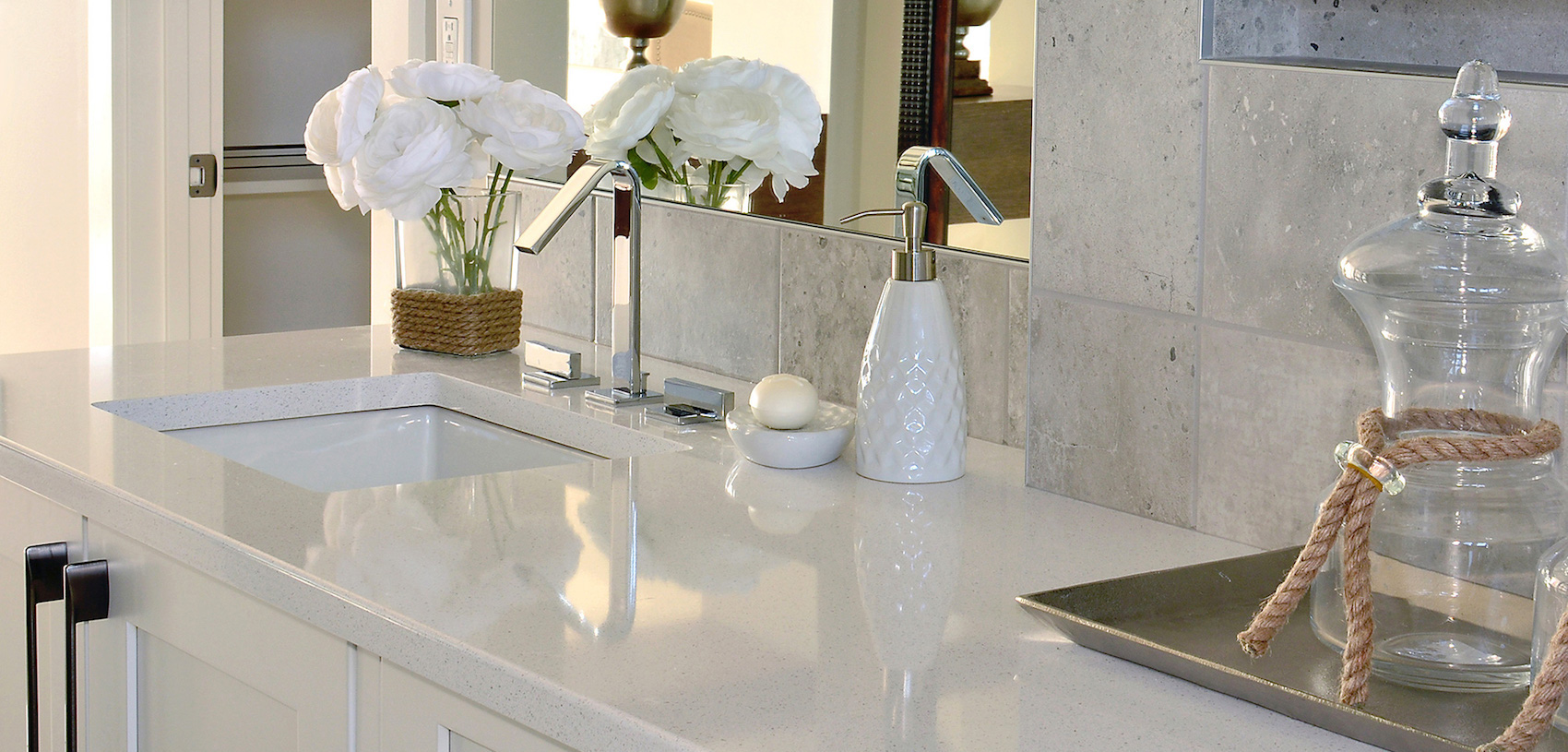 silestone cream vanity